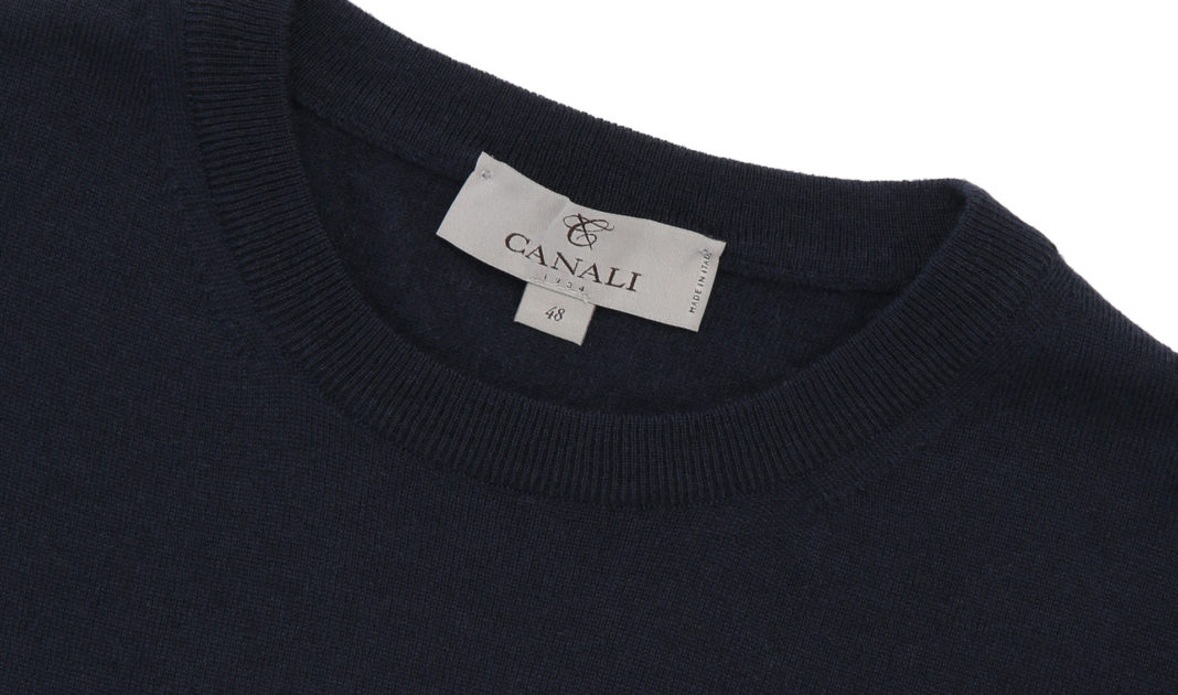 Canali Navy Blue Cashmere Crewneck Sweater