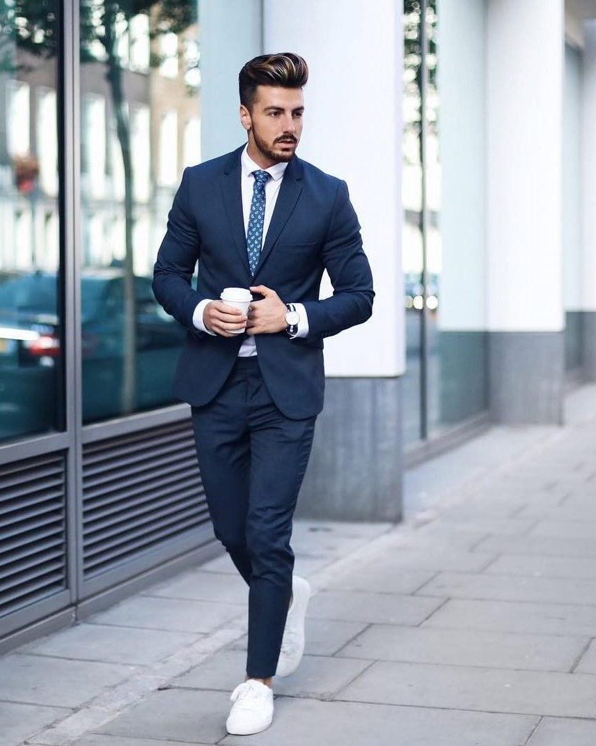 suit with trainers