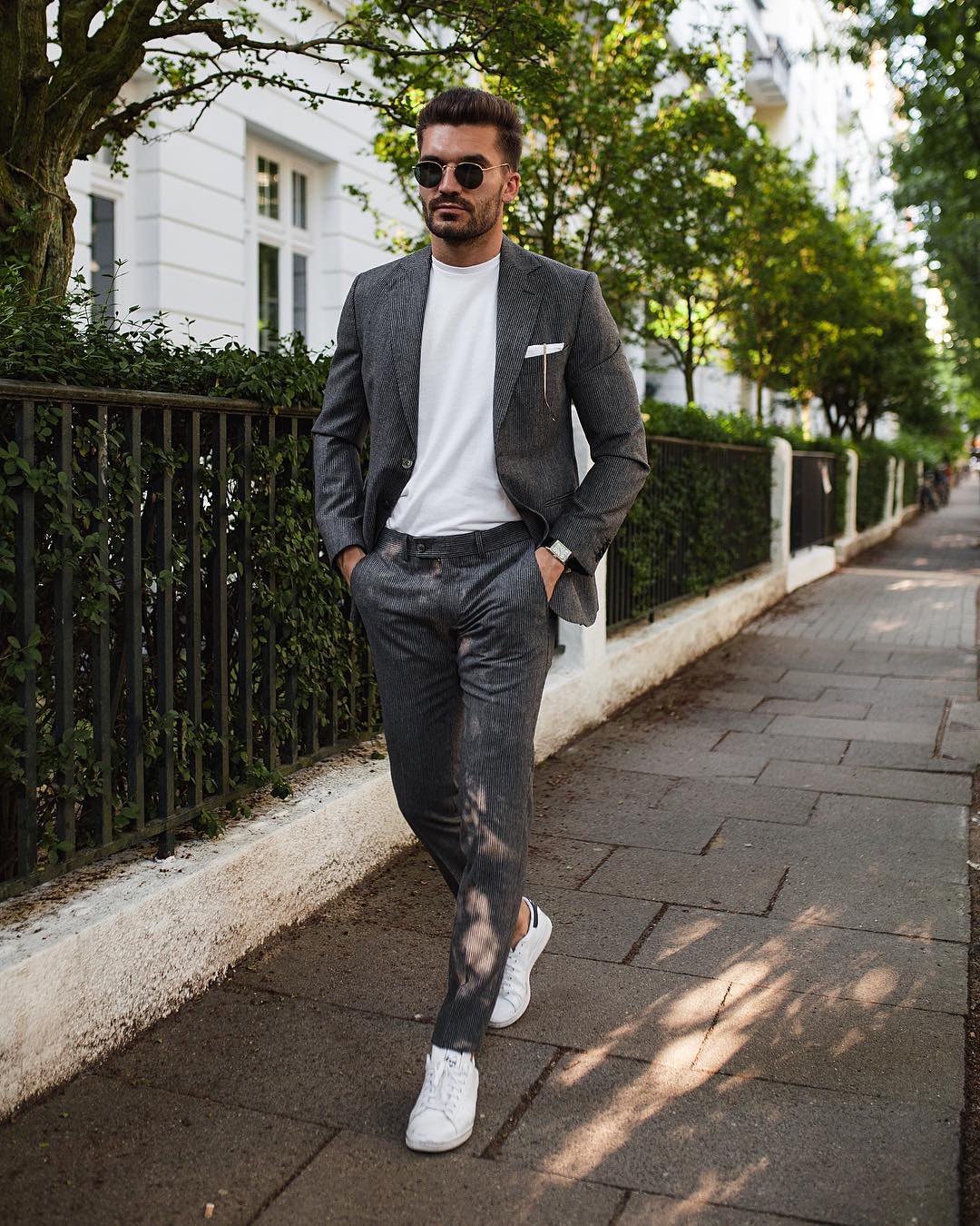 white suit trainers