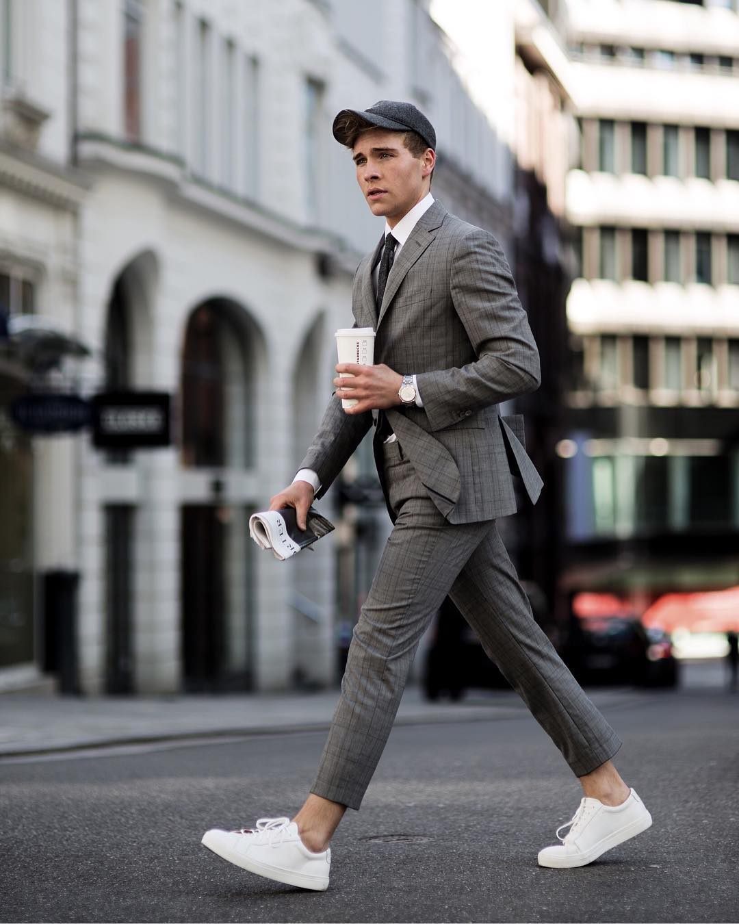 suit with trainers