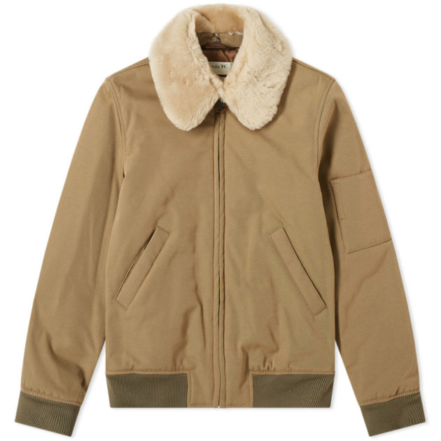 A.P.C. Louis W. Alpha Shearling Collar Jacket Dark Beige