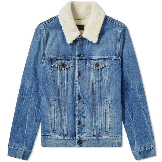 Saint Laurent Shearling Denim Jacket Blue