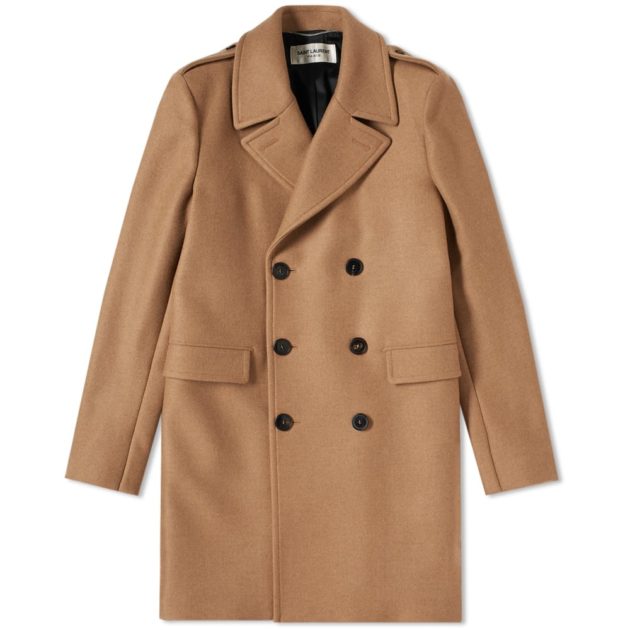 Saint Laurent Double Breasted Coat Camel