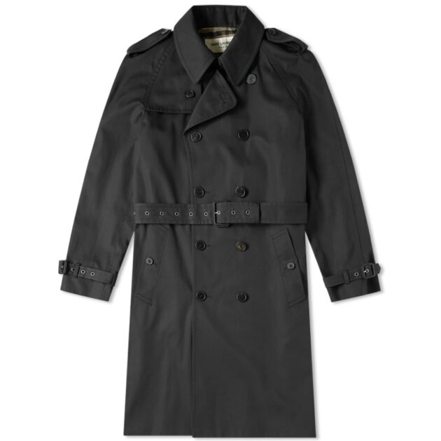 Saint Laurent Belted Trench Coat Black