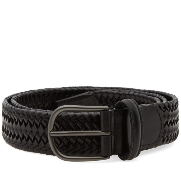 Anderson’s Stretch Woven Leather Belt Black