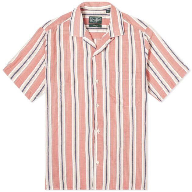 Gitman Vintage Camp Collar Awning Stripe Shirt – vertical stripe shirts