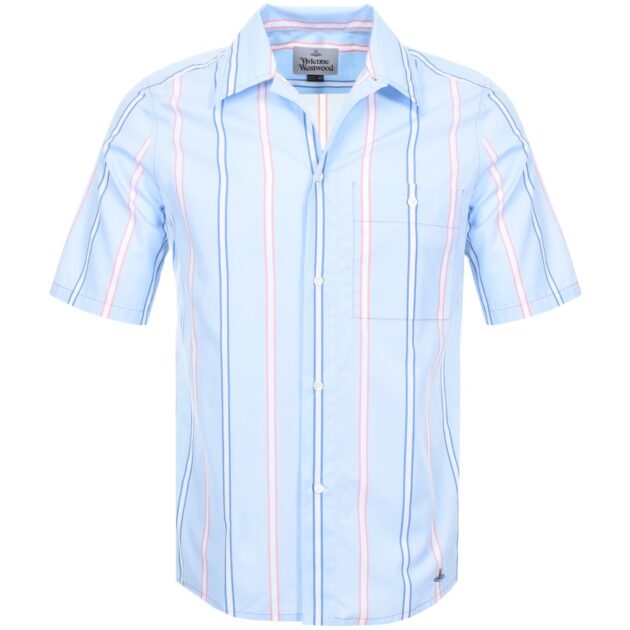 Vivienne Westwood Short Sleeve Fez Shirt Blue – vertical stripe shirts