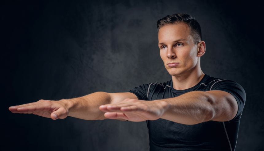 rectracting_shoulder_blades man retracting shoulder bladed for bench pressing
