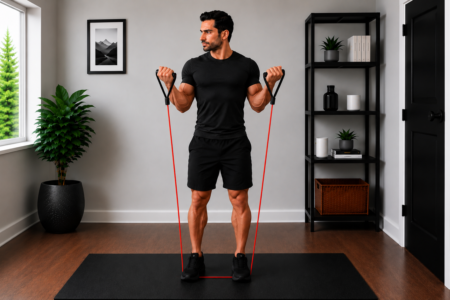 home workout resistance bands | biceps curls