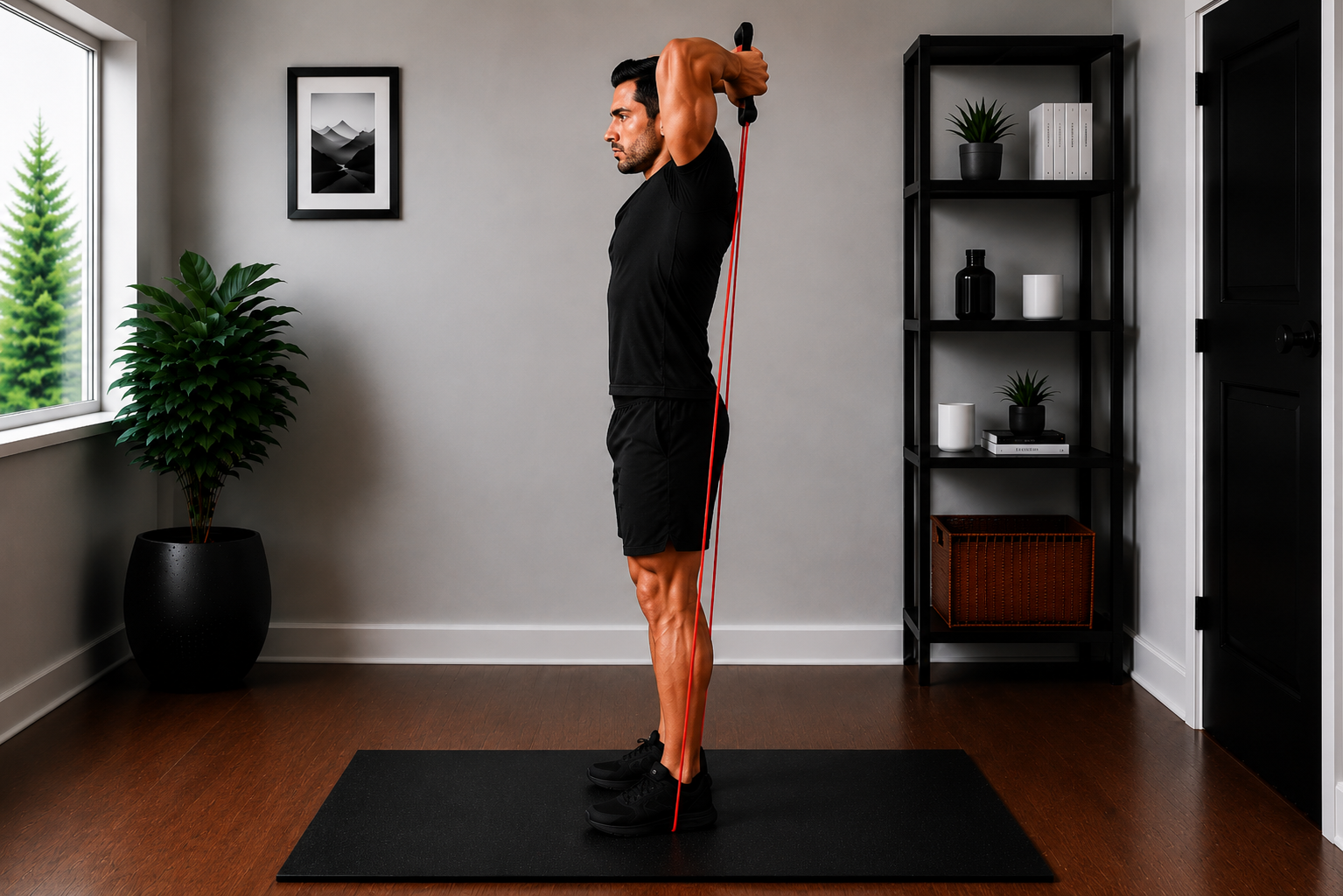 home workout resistance bands | overhead triceps extensions