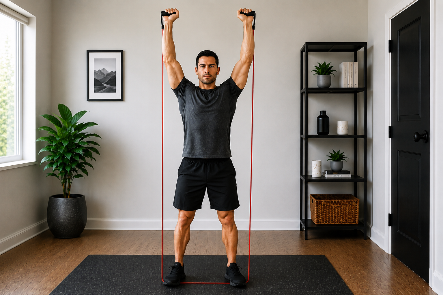 home workout resistance bands | shoulder press