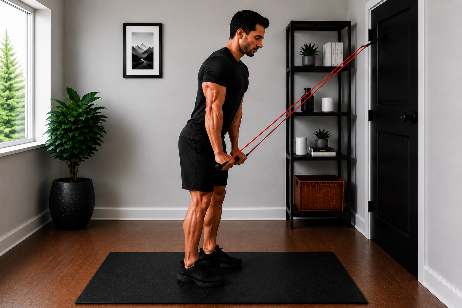 home workout resistance bands | triceps pushdown