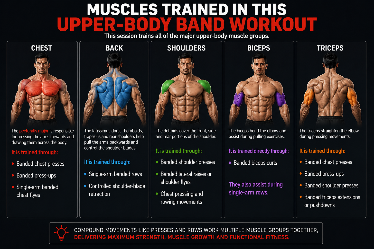 muscle trained in upper-body band workout