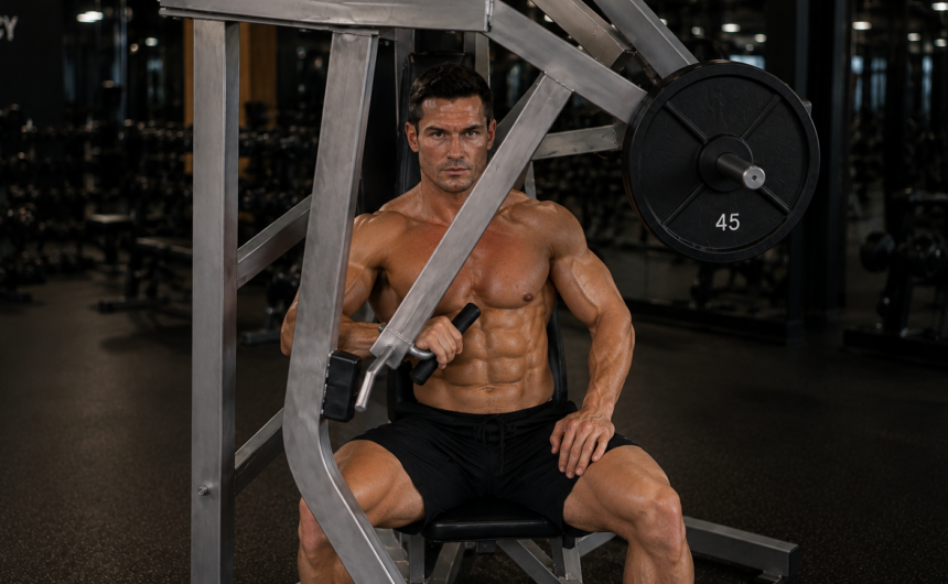 one arm side chest press